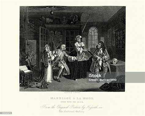 William Hogarth Marriage A La Mode Scene With The Quack Stock