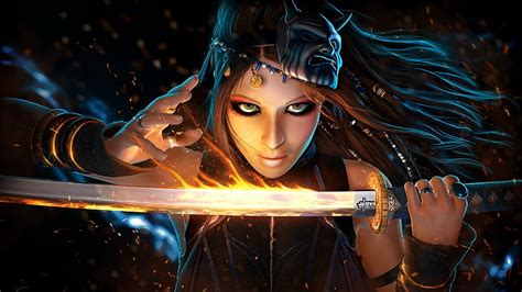 Hd Wallpaper Elf Warrior Swords Fantasy 3d Girl 3d And Abstract