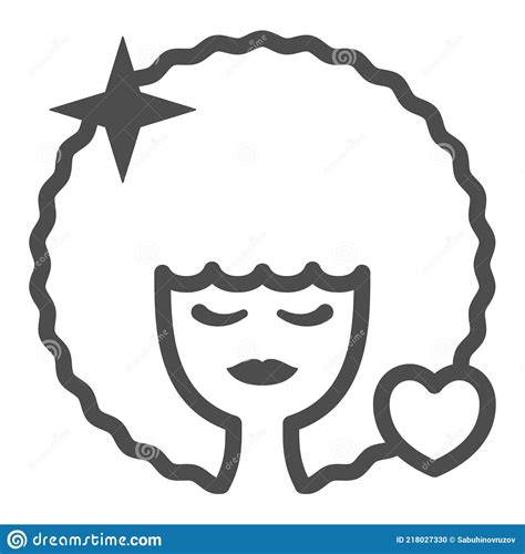Woman With Lush Hairstyle Line Icon 8 March Concept Hair Salon Sign