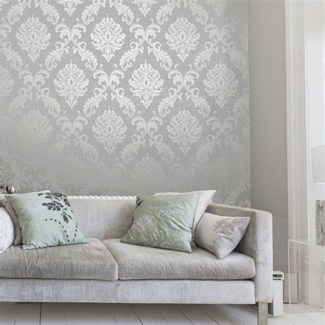 Download Henderson Interiors Chelsea Glitter Damask Wallpaper Grey Wallpaper Ideas For Living
