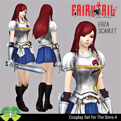P Requested The Sims 4 Fairy Tail Erza Scarlet Cosplay Set Sims