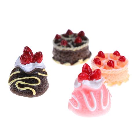 Buy 6pcs Dessert 3d Resin Cream Cakes Miniature Food Dollhouse