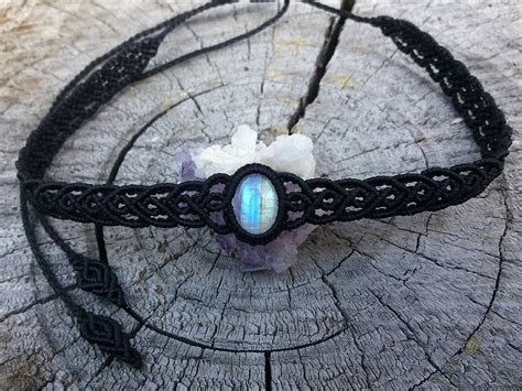 Handmade Macrame Rainbow Moonstone Choker Wrap Bracelet Bracelets