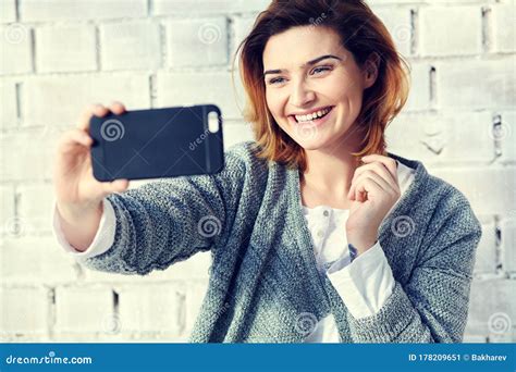 Young Attractive Woman Taking Selfie Photo At Home Stock Image Image