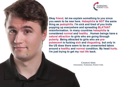Jan 09, 2019 · turning point dissidents turn on 'snowflake' founder and fox news darling charlie kirk right richter memes included an altered photo of founder charlie kirk's face. Charlie Kirk is taking the fight to the degenerate libs ...