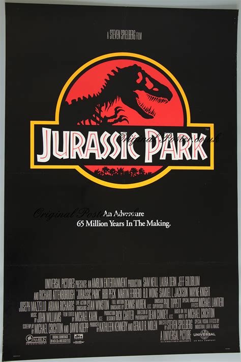 Jurassic Park Original Vintage Film Poster Original Poster Vintage