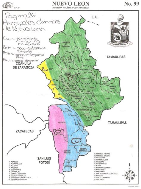 Singles De Coahuila De Zaragoza Mapa Con Nombres Y Division Politica