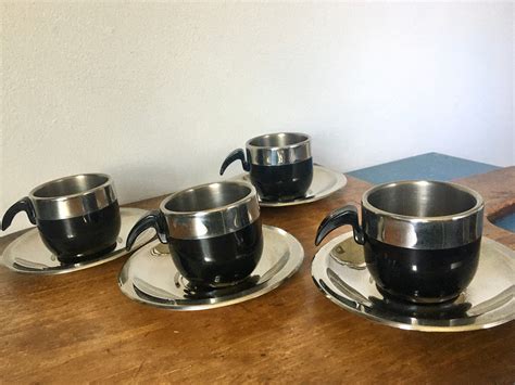 Vintage Set Of 4 Demitasse Espresso Cups And Saucers Prodotti Etsy In