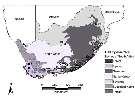 Distribution Of Biomes And Political Boundaries In Southern Africa