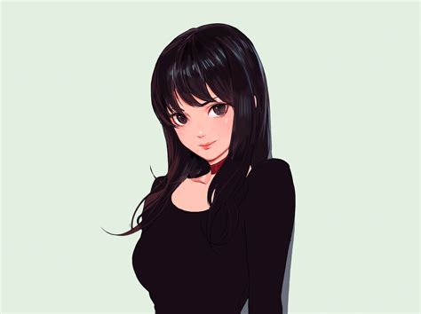 Black Haired Anime Girl Wallpaper Hd Wallpaper Wallpaper Flare