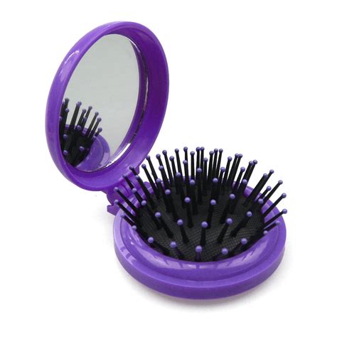 Mini Portable Round Travel Massage Folding Comb Girl Hair Brush With Mirrormini Portable Round