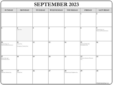 Printable September 2023 Calendar With Holidays 2023 Printable Calendar