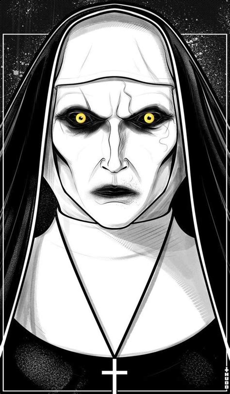 The Nun From The Conjuring Franchise Scary Drawings Horror Artwork