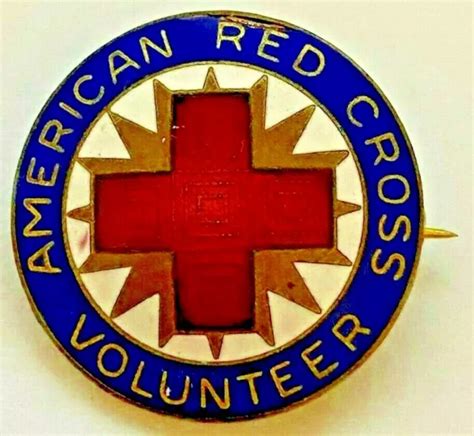 1940s American Red Cross Volunteer Fancy Enameled Round Pin Wwii Home