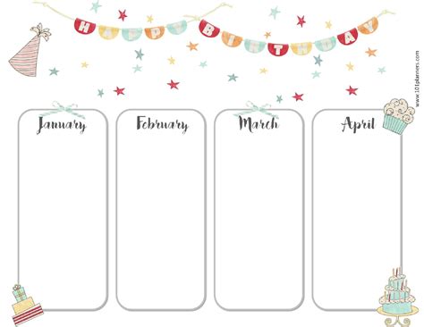 Free Birthday Calendar Printable And Customizable Many Designs