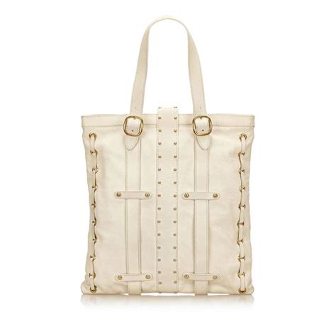 Valentino White Studded Leather Tote Bag For Sale At 1stdibs