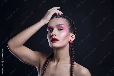 Beautiful Nude Woman With Braids Hairstyle Stock Photo Adobe Stock