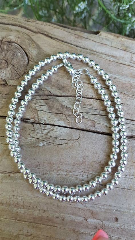 4mm Sterling Silver Bead Necklace 4mm Silver Bead Necklace Etsy