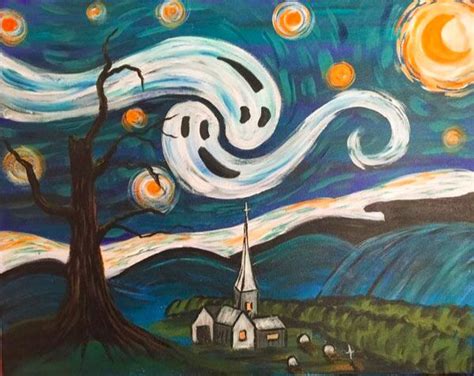 Galleries Creatively Uncorked Halloween Canvas Paintings Starry
