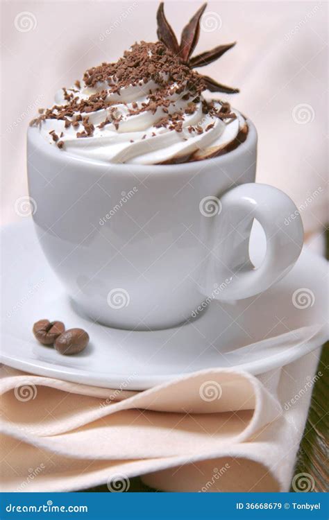 Cup Of Coffee With Whipped Cream Stock Image Image Of Creamy Anise