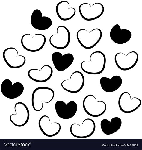 Hand Drawn Doodle Abstract Hearts Pattern Vector Image