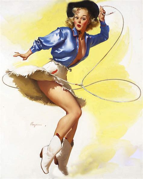 magnet 1950 s elvgren pin up on her toes cowgirl roping magnet vinyl magnetic sheet