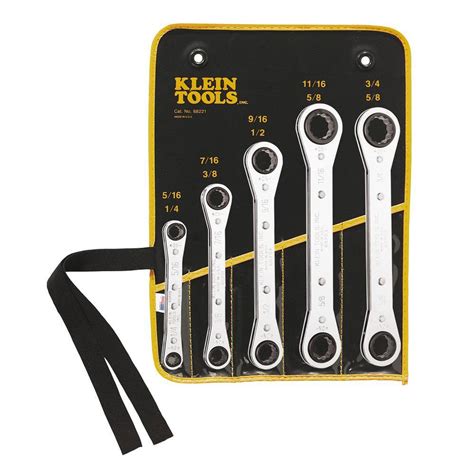 Klein Tools Fully Reversible Ratcheting Offset Box Wrench Set 5 Piece