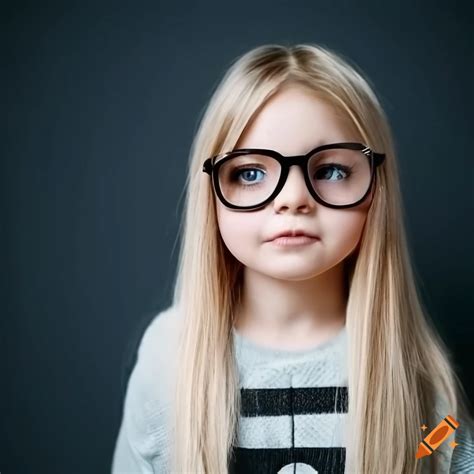 A Nearsighted 7 Year Old Girl With Fair Skin Straight And Long Blonde