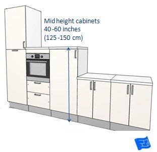 The height of kitchen cabinets to the top of the bench should be between 850mm and 1000mm. mid height kitchen cabinets sizes layout design standard ...