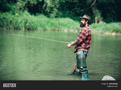 Man Fishing On Lake Image And Photo Free Trial Bigstock