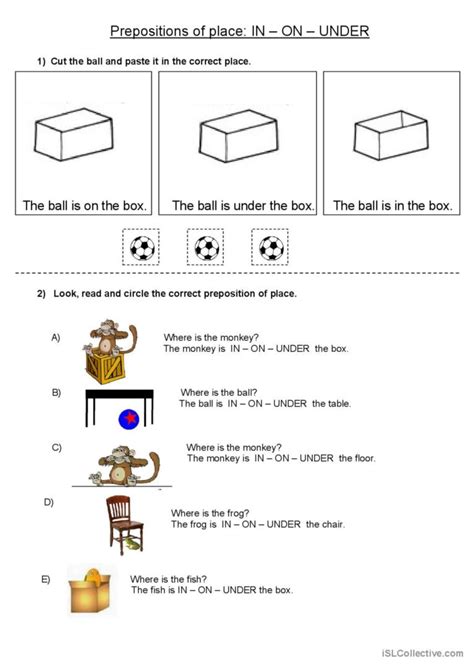 Prepositions Of Place In On Under Pi English Esl Worksheets Pdf And Doc