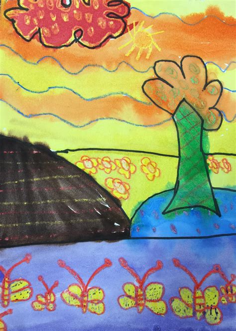 Mrs Harris Art Room Patterned Landscape Art Lesson For Kindergarten