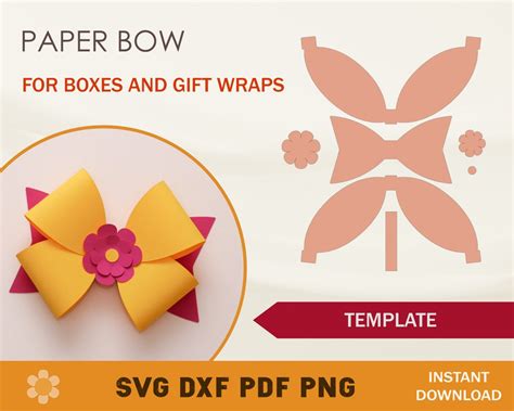 Paper Bow Svg Template Bow Svg Bow Template Cricut Cut Etsy