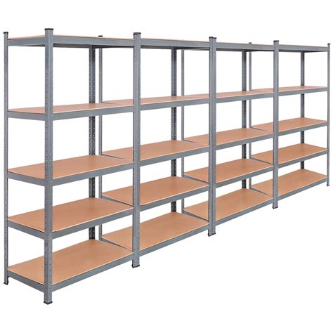 Gymax 72 Set Of 4 5 Tier Steel Garage Shelf Metal Storage Adjustable