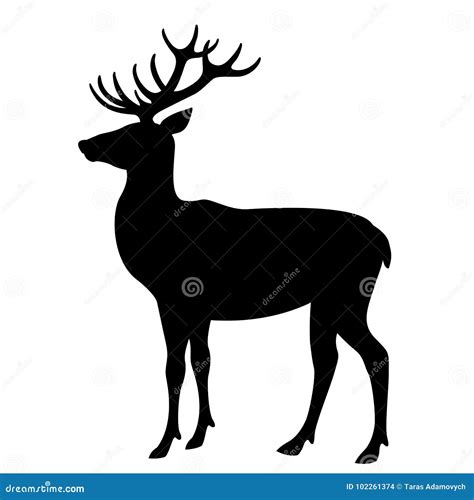 Deer Vector Illustration Flat Style Black Silhouette Stock Vector