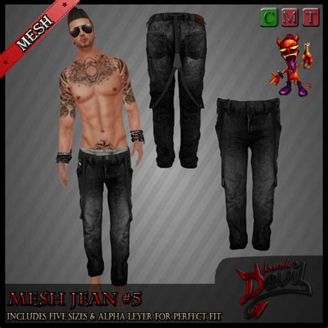 Second Life Marketplace Drunk Devil ~ Black ~ Mesh Jean5