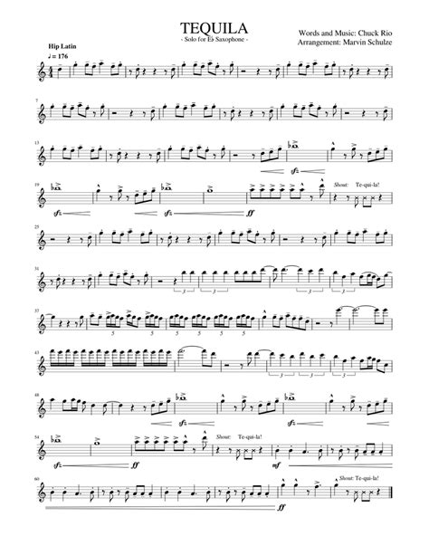 Tequila Sheet Music For Saxophone Alto Solo