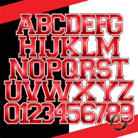 Red Varsity Alphabet Clipart Graphic Download With Sparkling Etsy