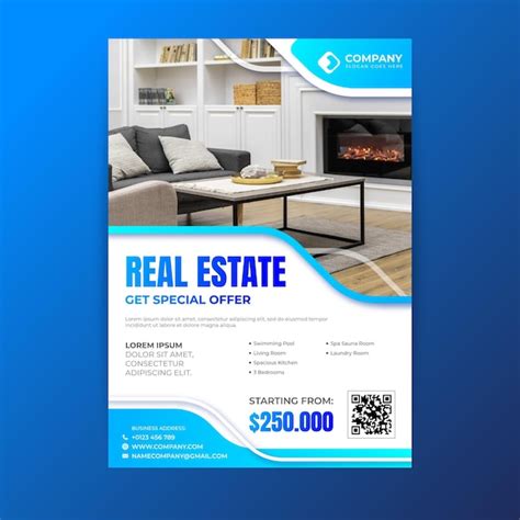 Free Vector Gradient Colored Real Estate Poster With Photo