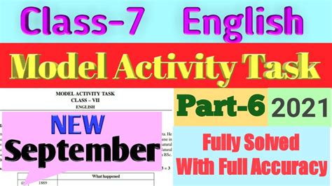 Class 7 English Model Activity Task Part 6 New Model Activity Task