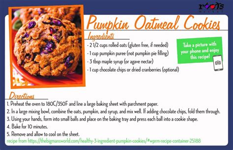 2 tbsp sweet 'n' low. Pumpkin Oatmeal Cookies - Roots Market - A Natural Food ...