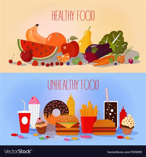 Healthy Food And Unhealthy Fast Food Royalty Free Vector