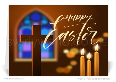 Christian Religious Happy Easter Greeting Cards Swirly World Design