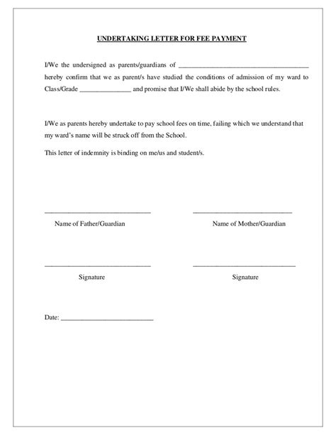 Letter of undertaking and other business contracts, forms and agreeements. Undertaking letter for_fee_payment (1) copy