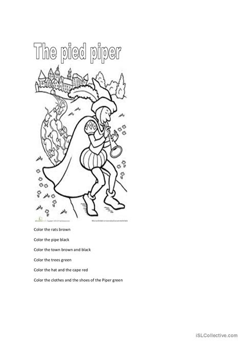 The Pied Piper Color Activity English Esl Worksheets Pdf And Doc