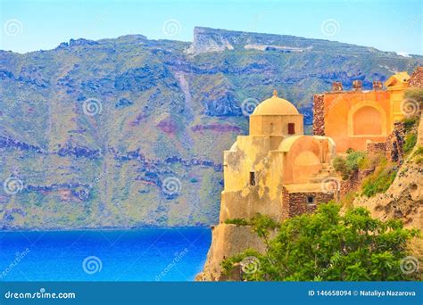 Venetian Castle In Oia Santorini Greece Stock Photo Image Of
