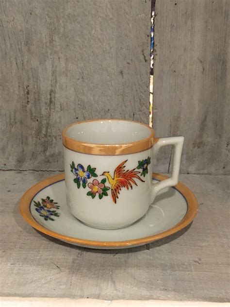 Vintage Demitasse Tea Cup And Saucer Made In Occupied Japan Etsy Tea Cups White Tea Cups
