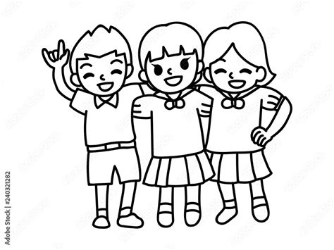 Friends Forever Character Concept Doodle Hand Drawing Cartoon