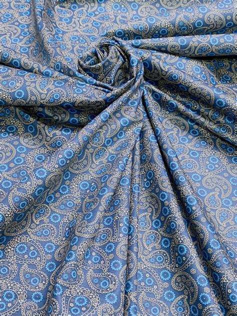 100 Cotton Paisley Print Fabric 44w Material By The Yard For Etsy