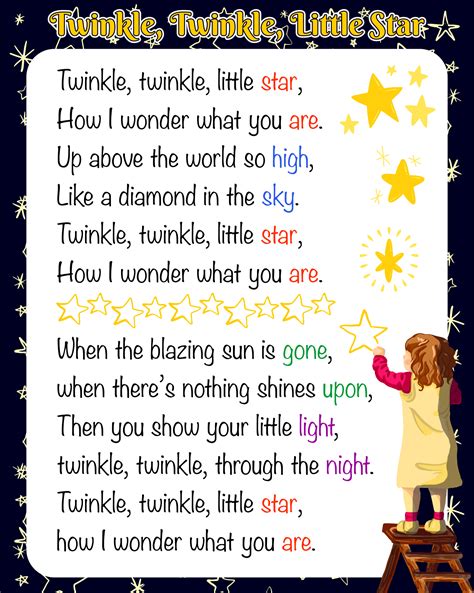 Twinkle Twinkle Little Star Poem 10 Free Pdf Printables Printablee